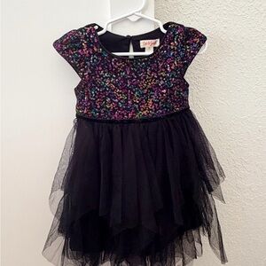 Toddler Girls Sparkly Sequin Black Dress